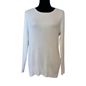 Chico's Classic White Ribbed Sweater Shirt Size 2‎ (Large)
